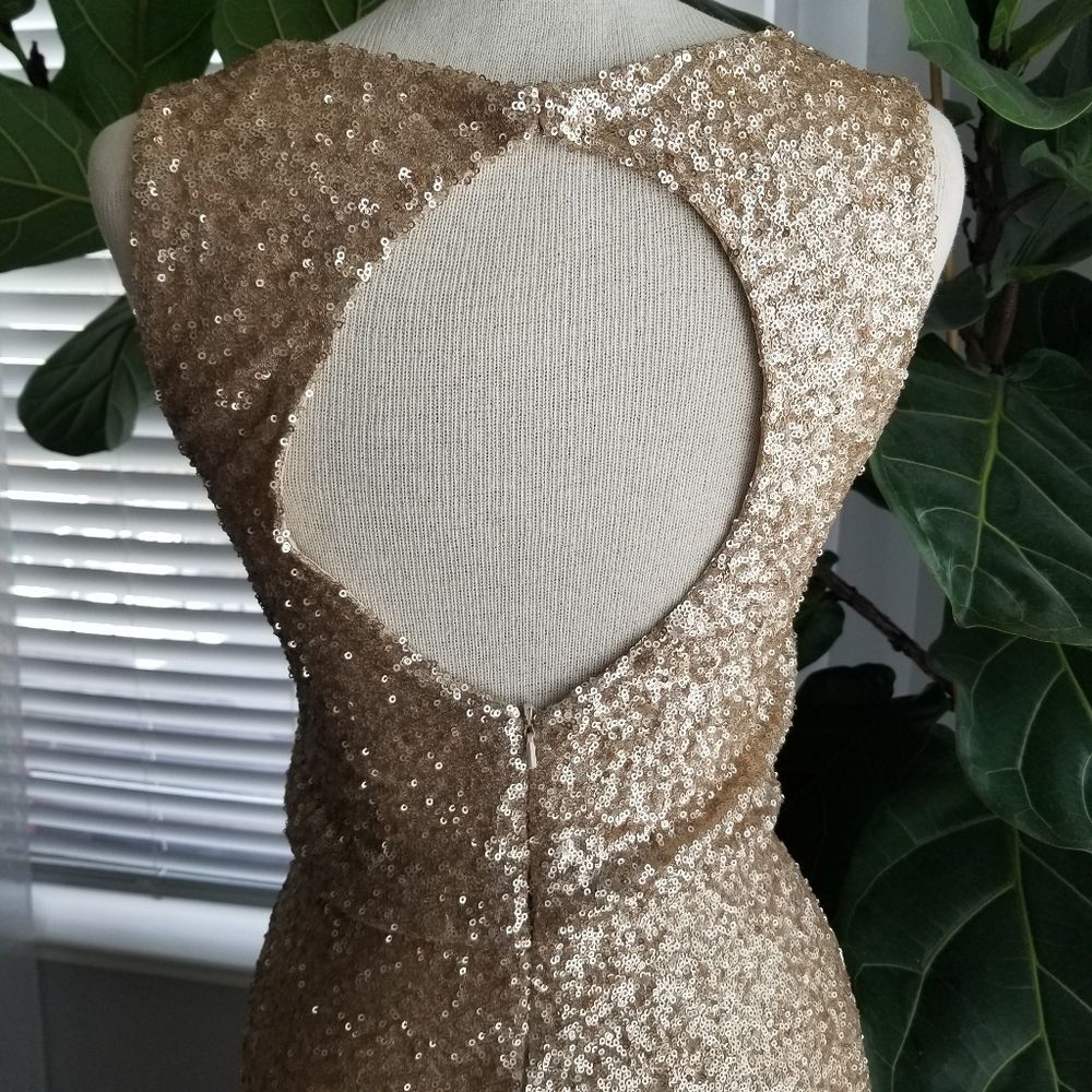 Sorella Vita Sequins Gold Backless Gown Size 8 - Picture 9 of 16
